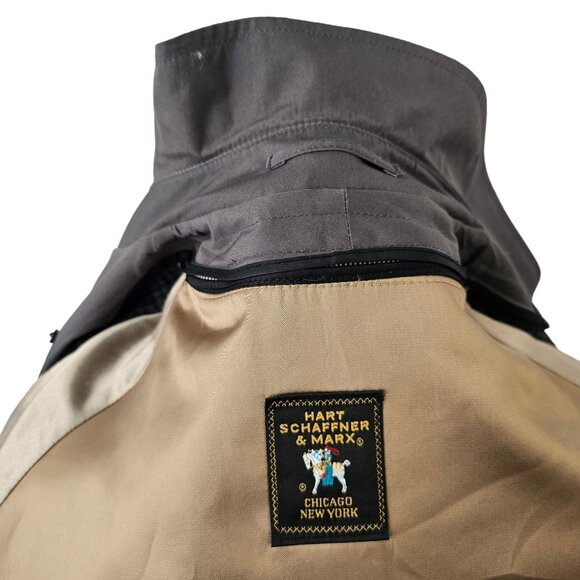 Vintage 80s Hart Schaffner Marx Mens Trench Coat 42L Gray All-Weather Raincoat - Picture 5 of 12